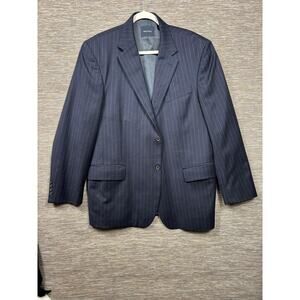 Nautica Blazer Mens 44R Blue Pinstripe Wool Two Button Suit Jacket Classic